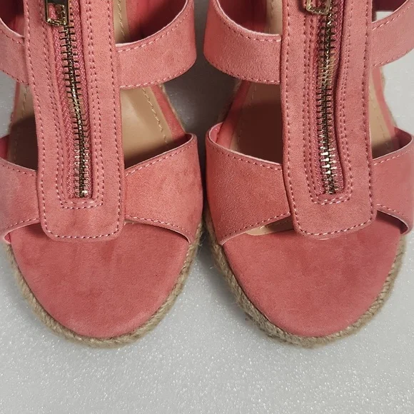 Coral Wedge Sandals Just Fab "Karsey" New In Box size 8 Rope Heel - Picture 14 of 15